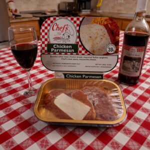 packaged chicken parmesan on table